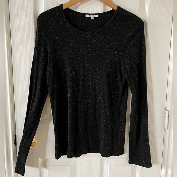 Splendid 🖤✨ black ribbed longsleeve crewneck with a subtle shimmer, XL - Picture 4 of 9